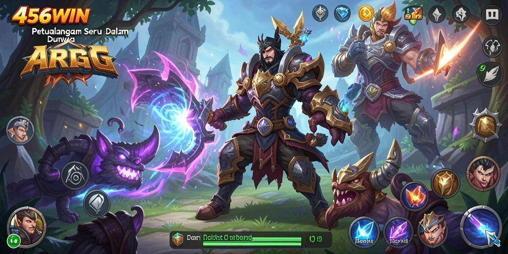 Screenshot gameplay ARPG yang menampilkan pertempuran epik dalam 456WIN.