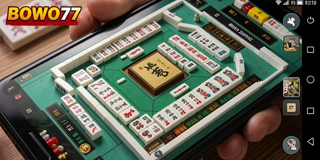 Tampilan menarik dari gameplay Mahjong BOWO77.