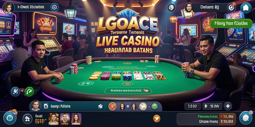 Gameplay mendebarkan LGOACE dengan dealer langsung dan suasana kasino.