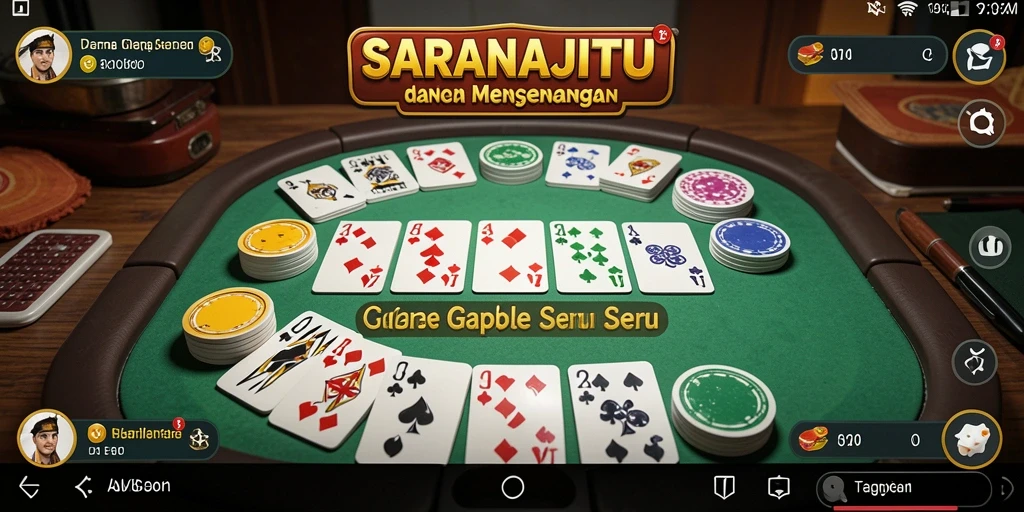 Screenshot utama SARANAJITU memperlihatkan gameplay Gaple yang seru dan interaktif.