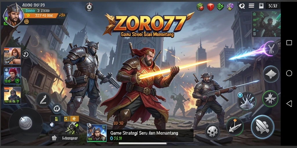 Screenshot ZORO77 menampilkan pertempuran strategi yang mendebarkan.